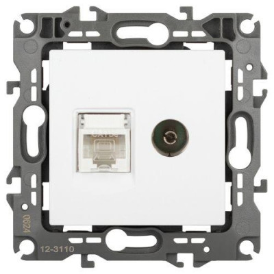 Розетка компьютерная + телевизионная Эра12 12-3110-01М RJ45 + TV бел. матов. Эра Б0065691