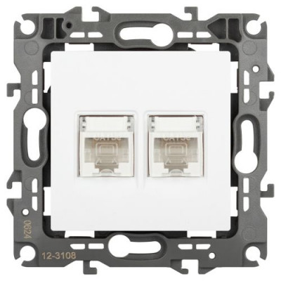 Розетка компьютерная 2-м Эра12 12-3108-01М 2XRJ45 бел. матов. Эра Б0065686
