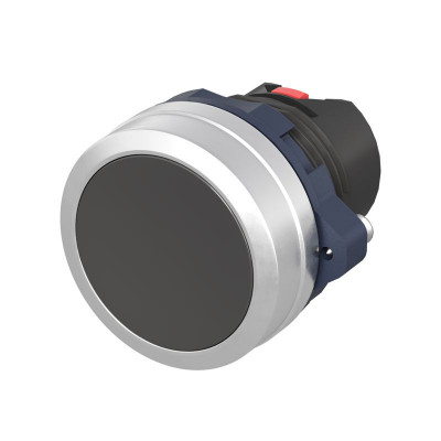 Кнопка плоская без фиксации алюм. кольцо черн. DKC M22P-FMBLA