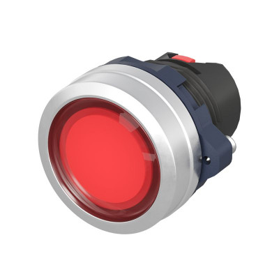Кнопка плоская без фиксации алюм. кольцо прозр. красн. DKC M22P-FMLRA