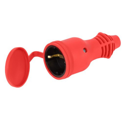 Розетка RX11-R-IP44 прямая с заземл. каучук красн. ЭРА Б0069326