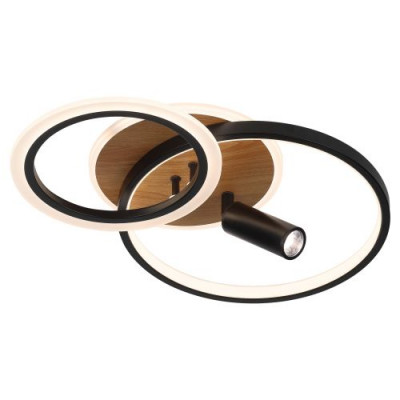 Светильник светодиодный Rondo CLL-1-85-RC BK 85Вт 3000К-6000К 510х340х180 с пультом ДУ черн./дерево Эра Б0069745