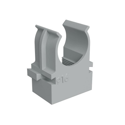 Держатель для труб (клипса) KM-KKPM-16 d16мм для прямого монтажа сер. (уп. 100шт) КМ LO67230