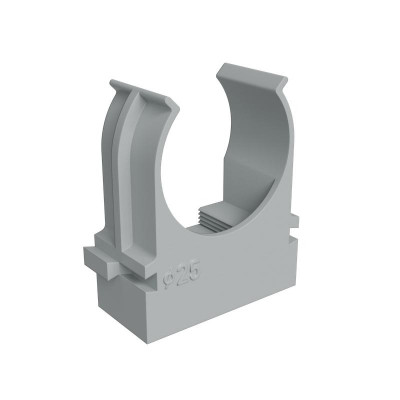 Держатель для труб (клипса) KM-KKPM-25 d25мм для прямого монтажа сер. (уп. 100шт) КМ LO67232