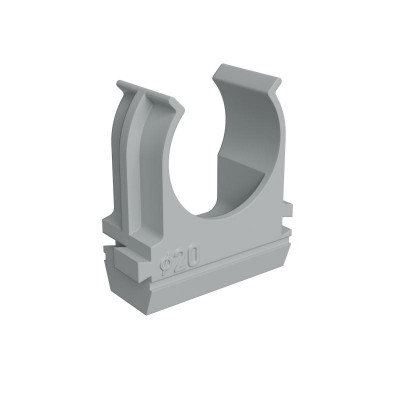 Держатель для труб (клипса) KM-KK-20 d20мм пластик сер. (уп. 100шт) КМ LO67225