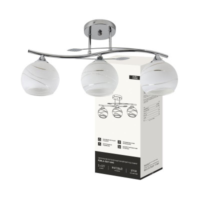 Светильник AURA PERLA-3Е27-LWC 3хE27 потолочн. линейный под лампу плафон матов.; хром IN HOME 4690612064543