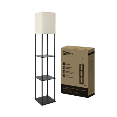 Светильник ТНО 10-Е27-NB этажерка напольн. под лампу абажур беж./корпус черн. IN HOME 4690612064475
