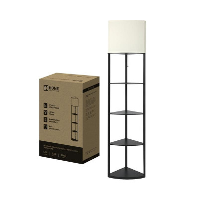 Светильник ТНО 11С-Е27-WB этажерка угловая напольн. под лампу абажур бел./корпус черн. IN HOME 4690612064505