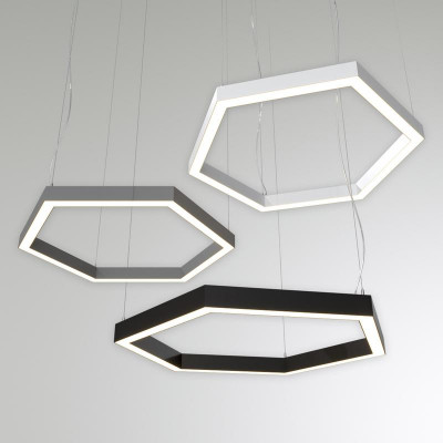 Светильник светодиодный RVE-PLS5070-HEXA-1030-P 78Вт 4000К 1030х892х70мм сег. 515мм 50х70мм шестиугольник подвесной RAL9006 муар сер. RVElektro RVE00018671
