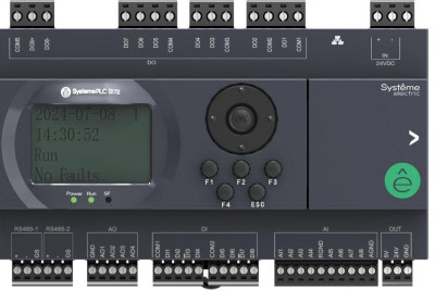 Контроллер логический программируемый S172 24В DC дисплей 28 IO: 8 DI; 8 DO (транзистор); 8 AI; 4 AO 2хRS485 1хRJ45 SE SM172PS11BDT