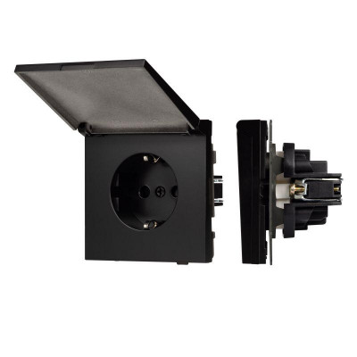 Розетка 1-м СП SCT-TENDO-MCP-PL-BK 16А IP44 230В влагозащ. механизм Arlight 054091