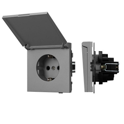 Розетка 1-м СП SCT-TENDO-MCP-PL-GR 16А IP44 230В влагозащ. механизм Arlight 054092