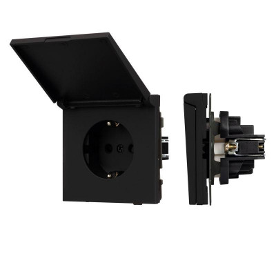 Розетка 1-м СП SCT-TENDO-MCP-SFPL-BK 16А IP44 230В влагозащ. механизм Arlight 054599