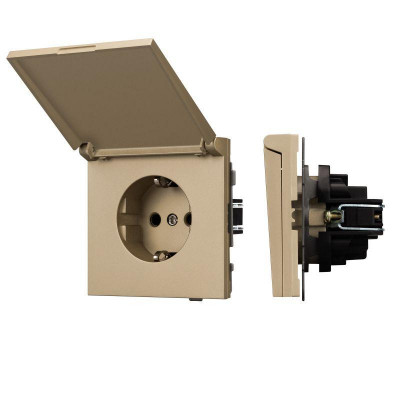 Розетка 1-м СП SCT-TENDO-MCP-SFPL-GD 16А IP44 230В влагозащ. механизм Arlight 054600