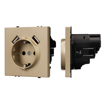 Розетка 3-м СП SCT-NOBE-MUAA-SFPL-GD 16А IP20 230В с USB зарядкой механизм Arlight 054290