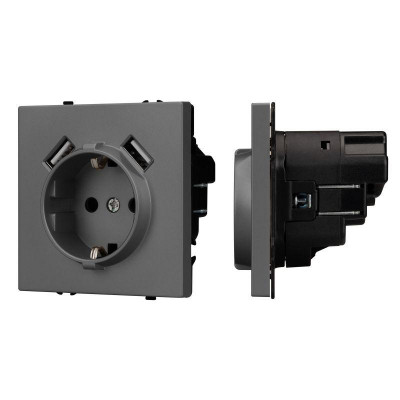 Розетка 3-м СП SCT-NOBE-MUAA-SFPL-GR 16А IP20 230В с USB зарядкой механизм Arlight 054291