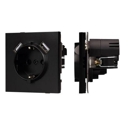 Розетка 1-м СП SCT-TENDO-MUAA-PL-BK 16А IP20 230В с USB зарядкой механизм Arlight 054083