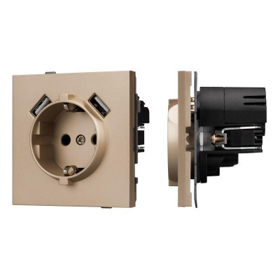 Розетка 1-м СП SCT-TENDO-MUAA-PL-GD 16А IP20 230В с USB зарядкой механизм Arlight 054085