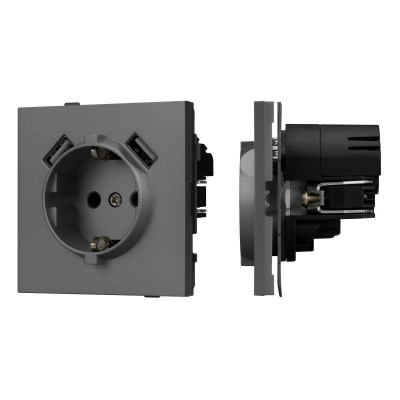 Розетка 1-м СП SCT-TENDO-MUAA-SFPL-GR 16А IP20 230В с USB зарядкой механизм Arlight 054605