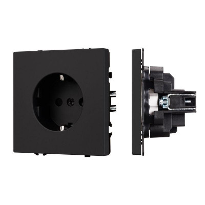 Розетка 1-м СП SCT-NOBE-MEU1-SFPL-BK 16А IP20 230В механизм Arlight 054277