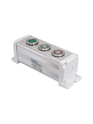 Пост управления BXM47-B3/22-65У1 1 лампа 220В зел. + 1 цилиндрическая кнопка 1C1NO1NC зел. + 1 цилиндрическая кнопка 1C1NO1NC красн. Электротехник ET249213