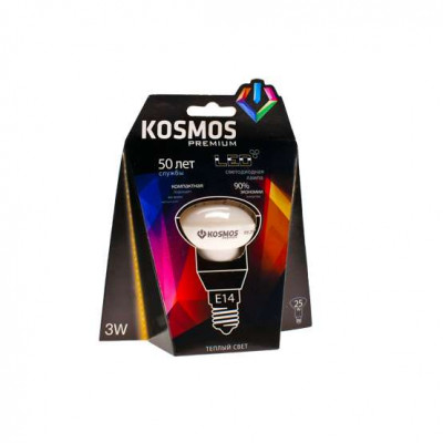 Лампа светодиодная KOSMOS premium 3Вт REFLECTOR 39мм E14 230В 3000К Космос KLED3wR39230vE1427