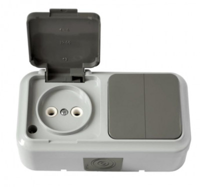 Блок ОП (розетка без заземл. + 2-кл. выкл.) сер. Bylectrica 2В-РЦ-655(03)