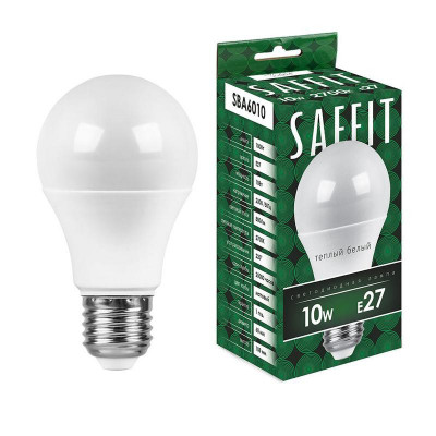Лампа светодиодная SBA6010 10Вт A60 грушевидная 2700К E27 230В SAFFIT 55004