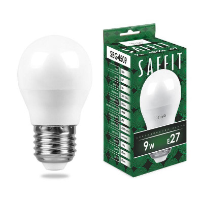 Лампа светодиодная SBG4509 9Вт G45 шар 4000К E27 230В SAFFIT 55083