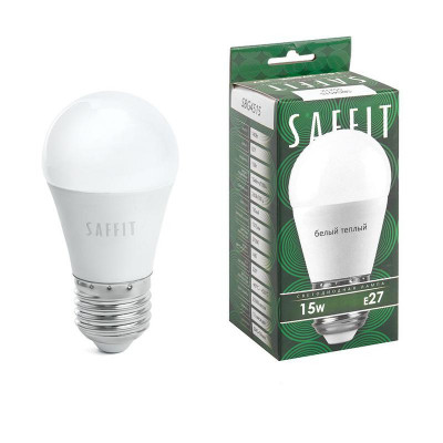 Лампа светодиодная SBG4515 15Вт G45 шар 2700К E27 230В SAFFIT 55212