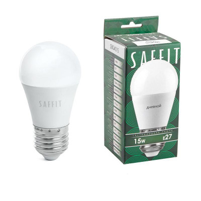 Лампа светодиодная SBG4515 15Вт G45 шар 6400К E27 230В SAFFIT 55214