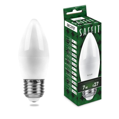Лампа светодиодная SBC3707 7Вт C37 свеча 4000К E27 230В SAFFIT 55033