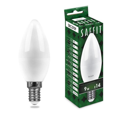 Лампа светодиодная SBC3709 9Вт C37 свеча 4000К E14 230В SAFFIT 55079