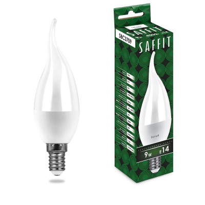 Лампа светодиодная SBC3709 9Вт C37T свеча на ветру 4000К E14 230В SAFFIT 55130