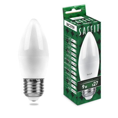 Лампа светодиодная SBC3709 9Вт C37 свеча 4000К E27 230В SAFFIT 55129