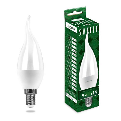 Лампа светодиодная SBC3709 9Вт C37T свеча на ветру 6400К E14 230В SAFFIT 55173