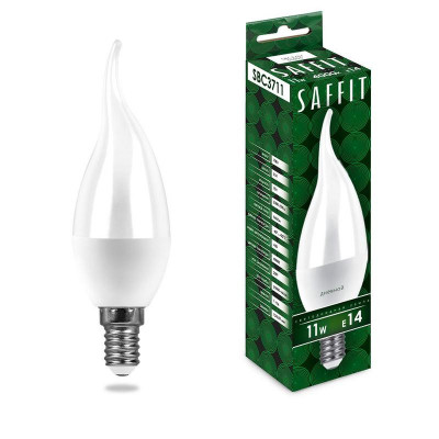 Лампа светодиодная SBC3711 11Вт C37T свеча на ветру 4000К E14 230В SAFFIT 55134