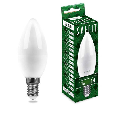 Лампа светодиодная SBC3711 11Вт C37 свеча 6400К E14 230В SAFFIT 55171