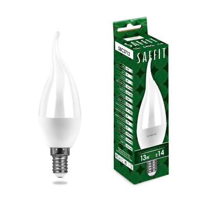 Лампа светодиодная SBC3713 13Вт C37T свеча на ветру 6400К E14 230В SAFFIT 55175