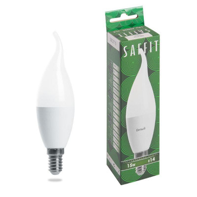 Лампа светодиодная SBC3715 15Вт C37T свеча на ветру 4000К E14 230В SAFFIT 55205