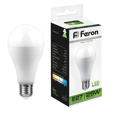 Лампа светодиодная LB-100 25Вт A65 грушевидная 4000К E27 230В FERON 25791