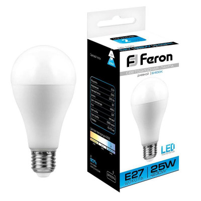 Лампа светодиодная LB-100 25Вт A65 грушевидная 6400К E27 230В FERON 25792