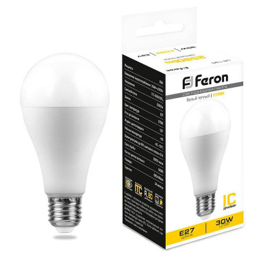 Лампа светодиодная LB-130 30Вт A80 грушевидная 2700К E27 230В FERON 38194