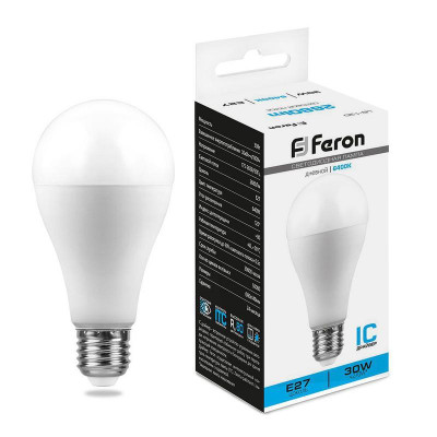 Лампа светодиодная LB-130 30Вт A80 грушевидная 6400К E27 230В FERON 38196