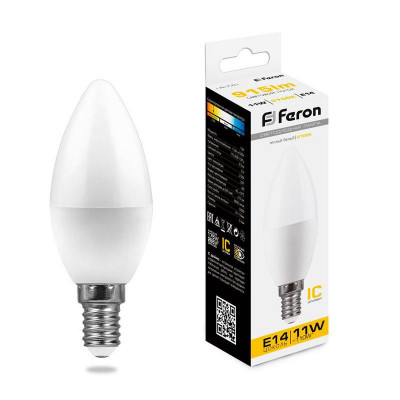 Лампа светодиодная LB-770 11Вт C37 свеча 2700К E14 230В FERON 25941