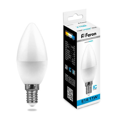 Лампа светодиодная LB-770 11Вт C37 свеча 6400К E14 230В FERON 25943