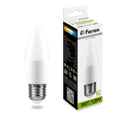 Лампа светодиодная LB-970 13Вт C37 свеча 4000К E27 230В FERON 38111