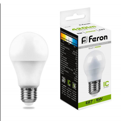 Лампа светодиодная LB-38 5Вт G45 шар 4000К E27 230В FERON 25405