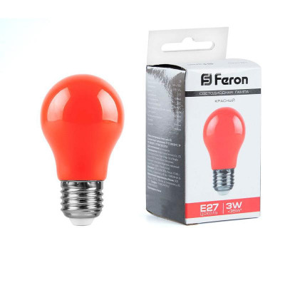 Лампа светодиодная LB-375 3Вт A50 грушевидная матовая E27 230В красн. FERON 25924