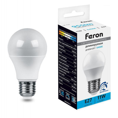 Лампа светодиодная LB-751 11Вт G45 шар 6400К E27 230В диммир. FERON 51060